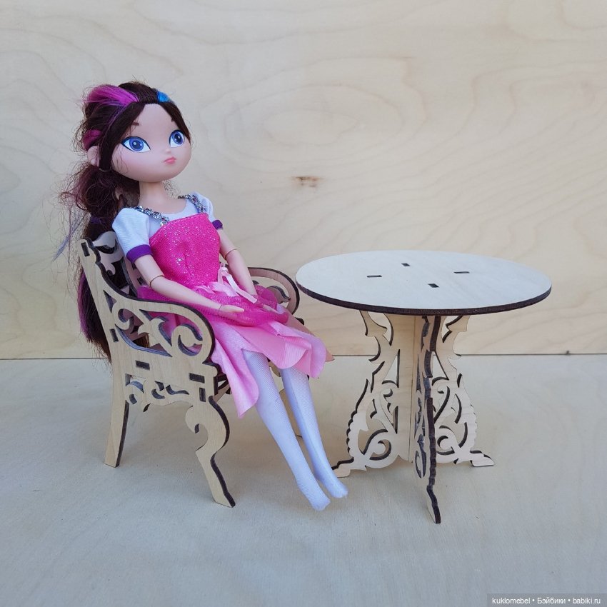 Мебель для кукол Столовая для Барби,стол,стулья,шкаф,посуда, в кор.