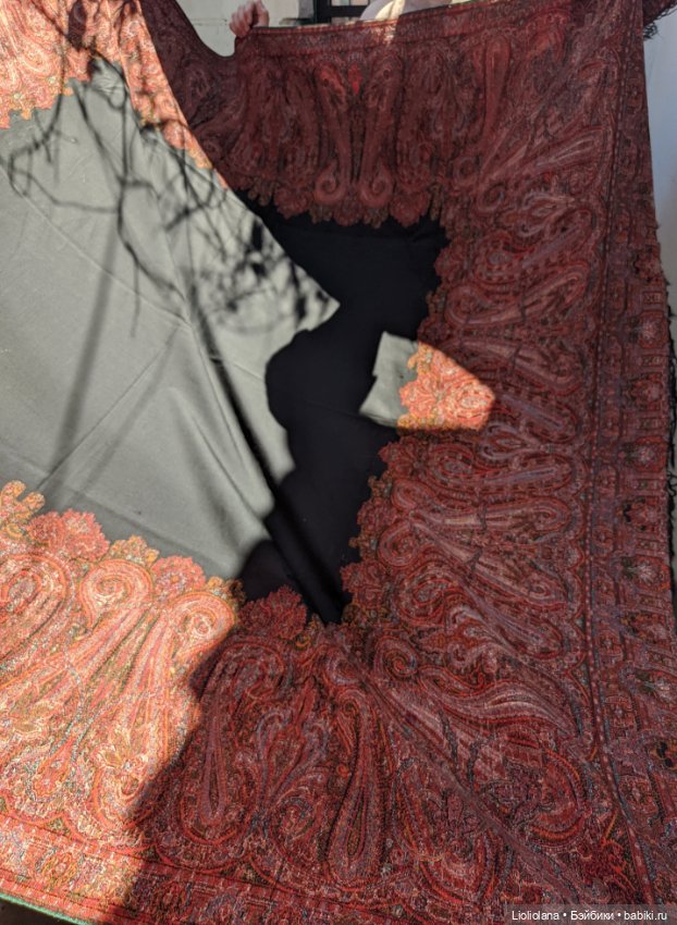Шикарное антикварное покрывало. Кашмир. 19 век (фото 9)