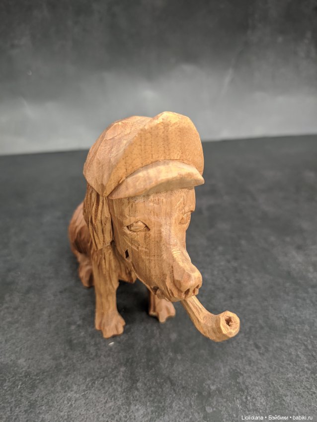 Деревянная статуэтка Собака С Трубкой. Винтаж (фото 4)
