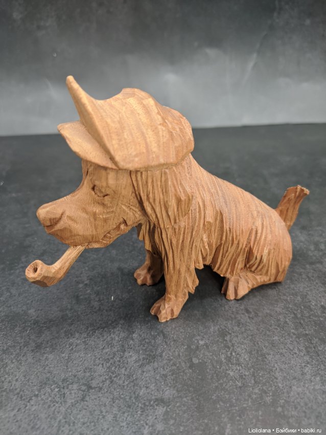 Деревянная статуэтка Собака С Трубкой. Винтаж (фото 7)