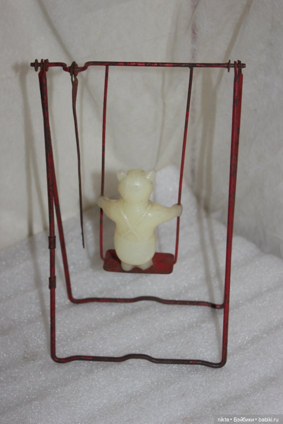 Игрушка СССР. Мишка на качелях. Московский завод механической заводной игрушки. Некомплектный (фото 5)