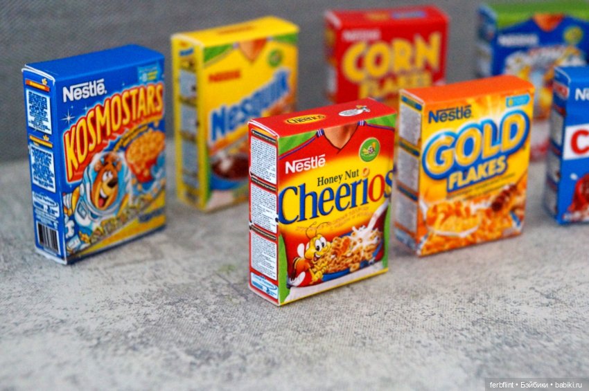 Миниатюрные коробочки готовых завтраков в масштабе 1:6 (фото 3)