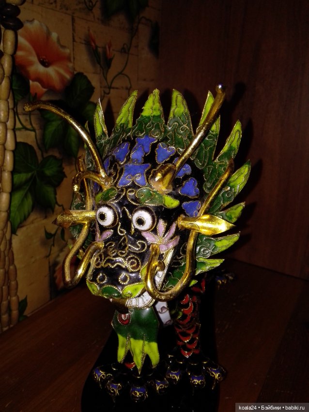 Статуэтка ДРАКОН Клуазоне эмаль латунь Китай (фото 6)