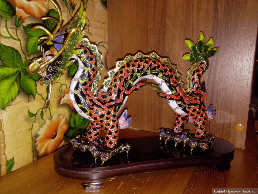 Статуэтка ДРАКОН Клуазоне эмаль латунь Китай (фото 5)