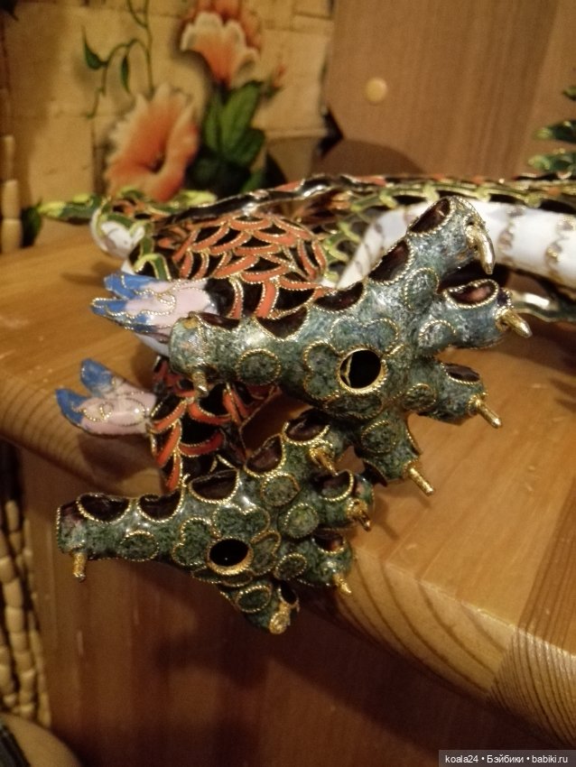 Статуэтка ДРАКОН Клуазоне эмаль латунь Китай