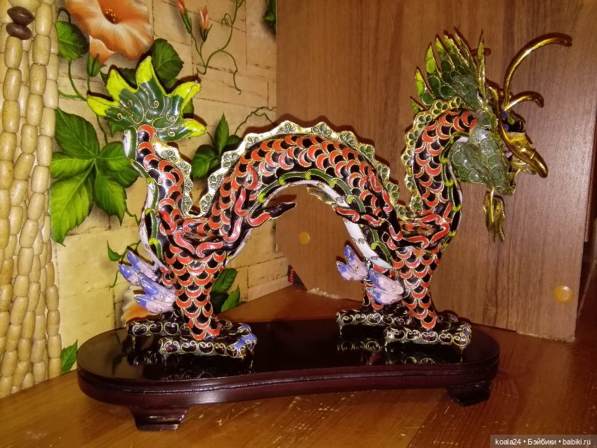 Статуэтка ДРАКОН Клуазоне эмаль латунь Китай (фото 4)