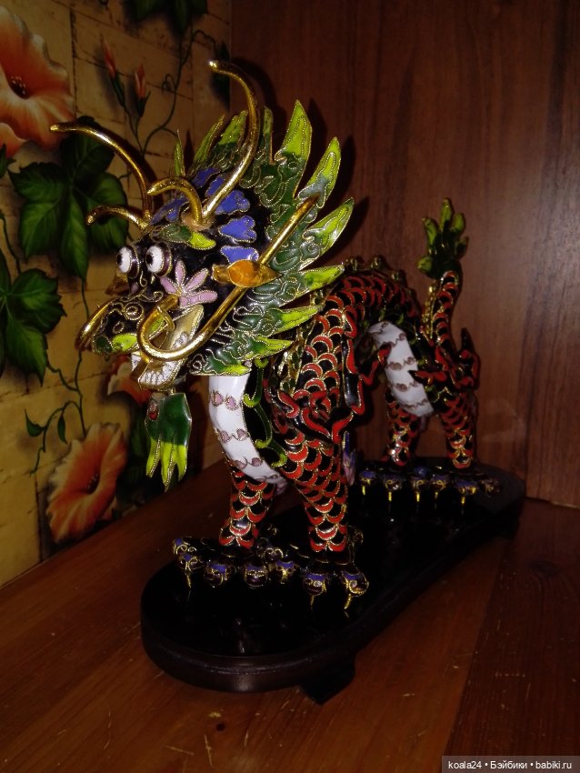 Статуэтка ДРАКОН Клуазоне эмаль латунь Китай