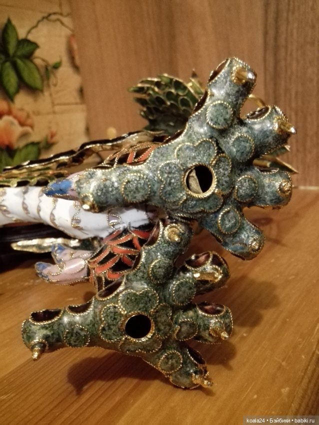 Статуэтка ДРАКОН Клуазоне эмаль латунь Китай