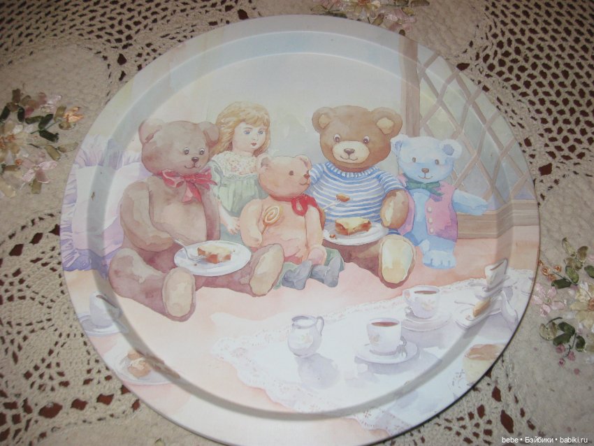 Винтажный поднос Мишки тедди металл Америка