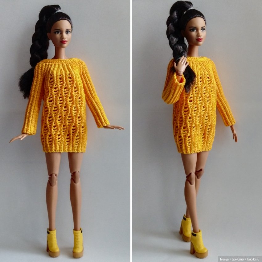 вязанная одежда для куклы Барби