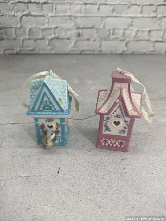 Фарфоровые ёлочные игрушки Скворечники. С дефектами (фото 2)