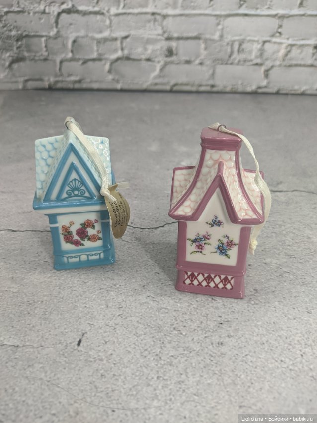 Фарфоровые ёлочные игрушки Скворечники. С дефектами (фото 4)