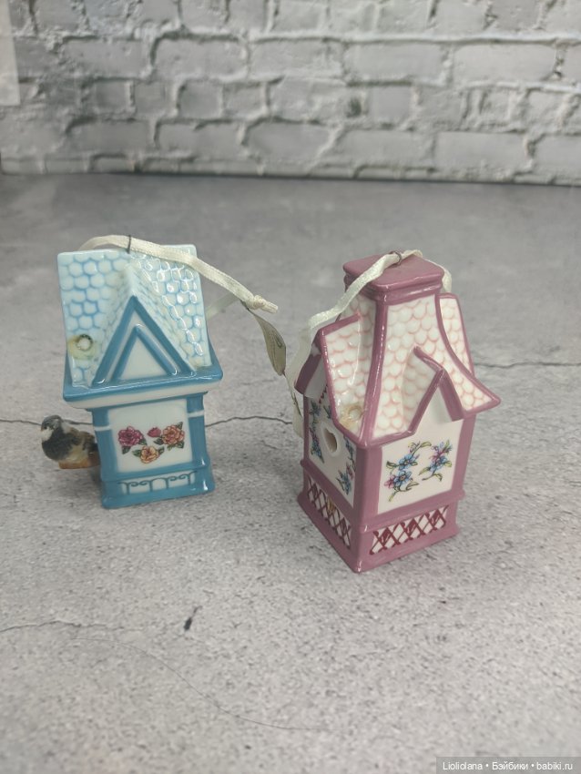 Фарфоровые ёлочные игрушки Скворечники. С дефектами (фото 3)