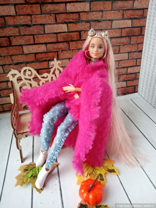 Плед одеяло покрывало Пинк Барби бело серый пыльная роза для кукол в румбокс кукольный дом (фото 9)