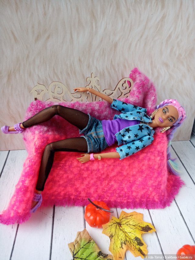 Плед одеяло покрывало Пинк Барби бело серый пыльная роза для кукол в румбокс кукольный дом (фото 6)