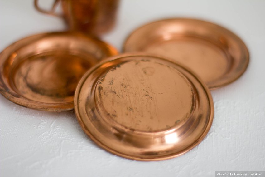 Чашечки и блюдца медная миниатюра № 5 (фото 6)