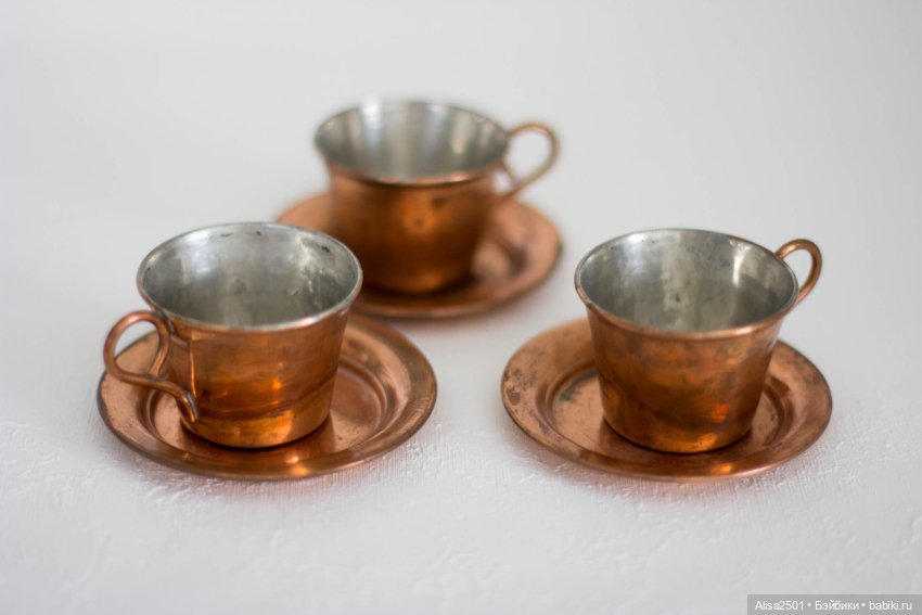 Чашечки и блюдца медная миниатюра № 5
