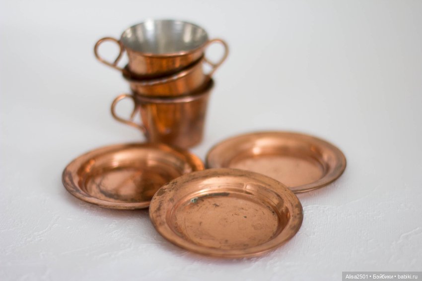 Чашечки и блюдца медная миниатюра № 5 (фото 5)