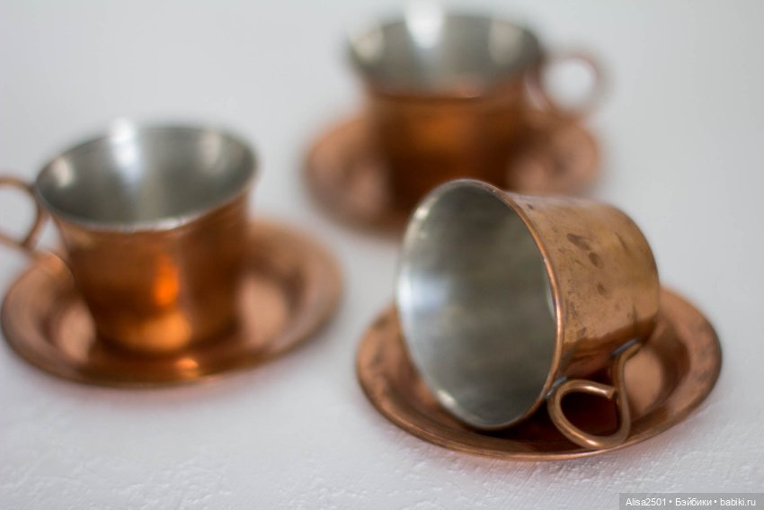 Чашечки и блюдца медная миниатюра № 5 (фото 2)