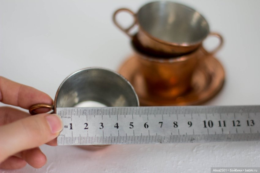 Чашечки и блюдца медная миниатюра № 5 (фото 9)