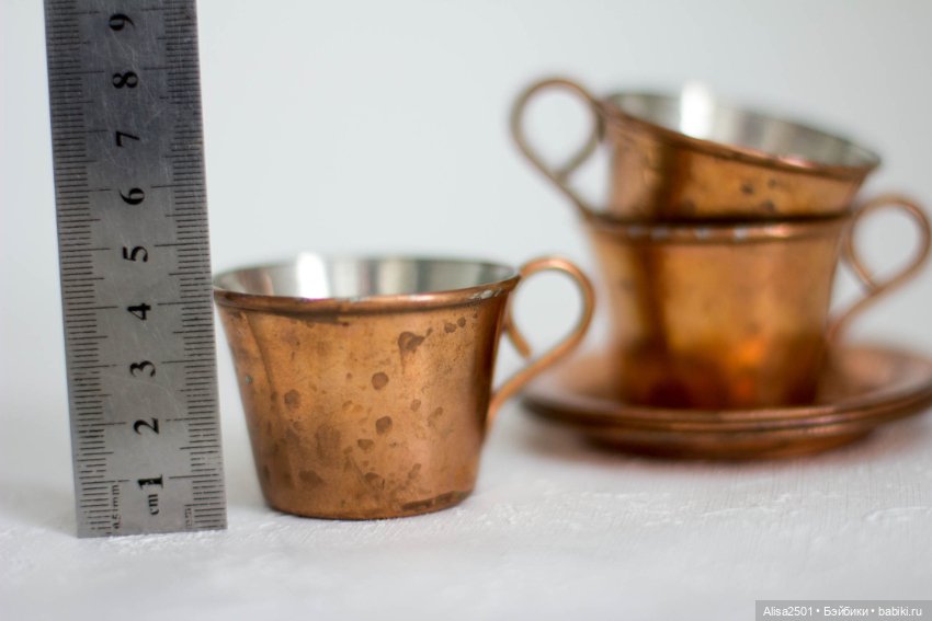 Чашечки и блюдца медная миниатюра № 5 (фото 10)