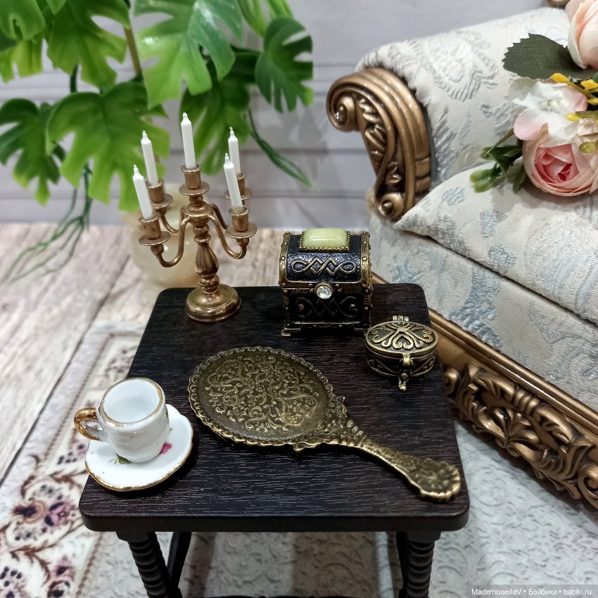 Зеркальце, бронза — Миниатюра для кукол (фото 5)