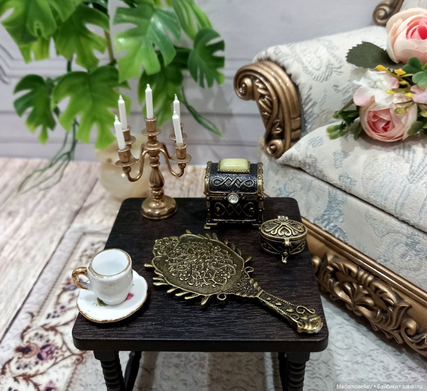 Зеркальце, бронза — Миниатюра для кукол (фото 8)