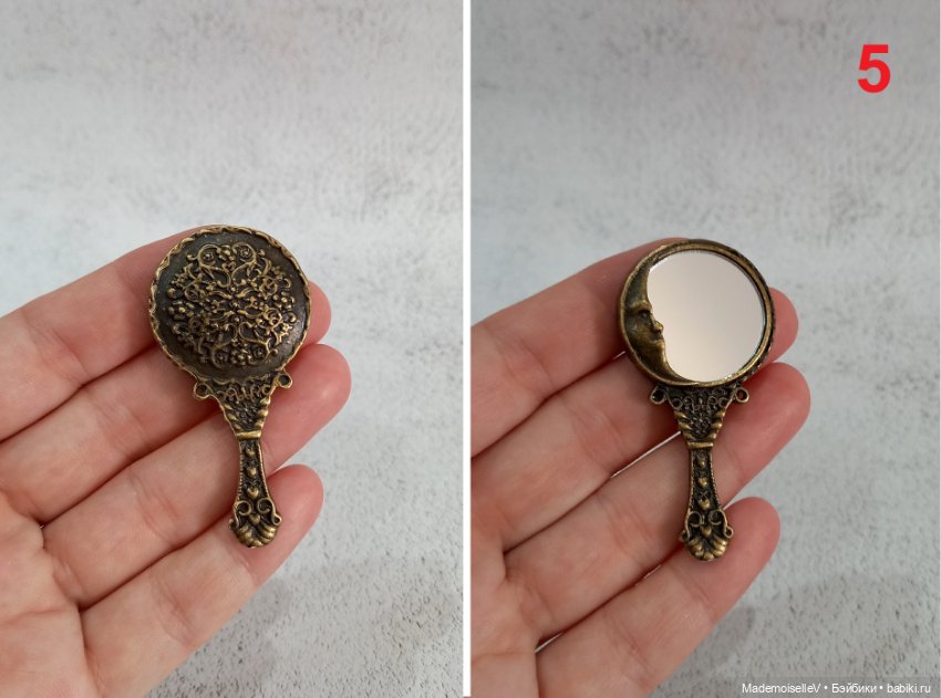 Зеркальце, бронза — Миниатюра для кукол