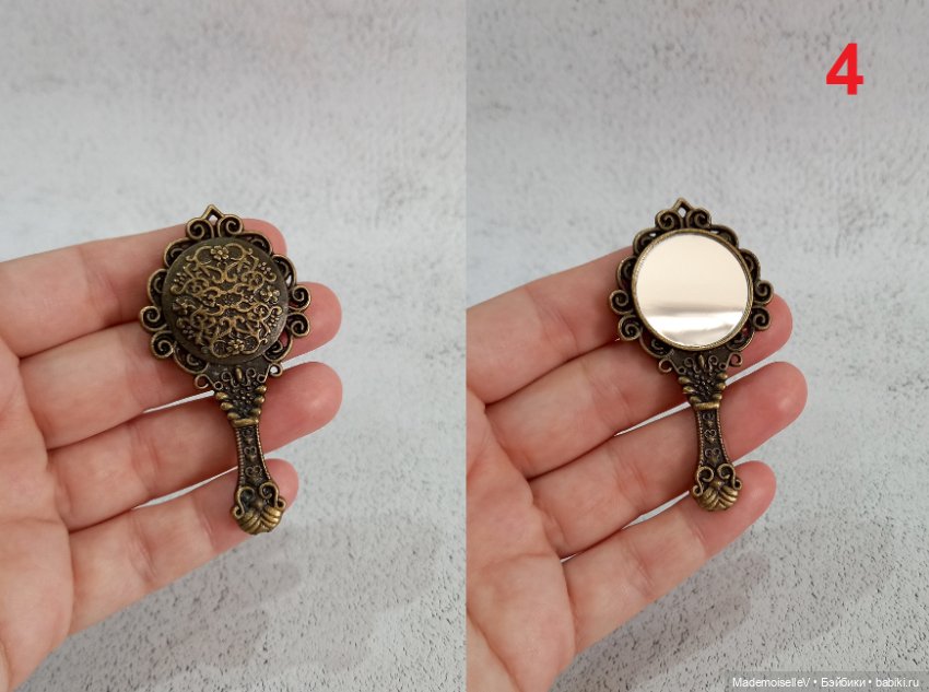 Зеркальце, бронза — Миниатюра для кукол