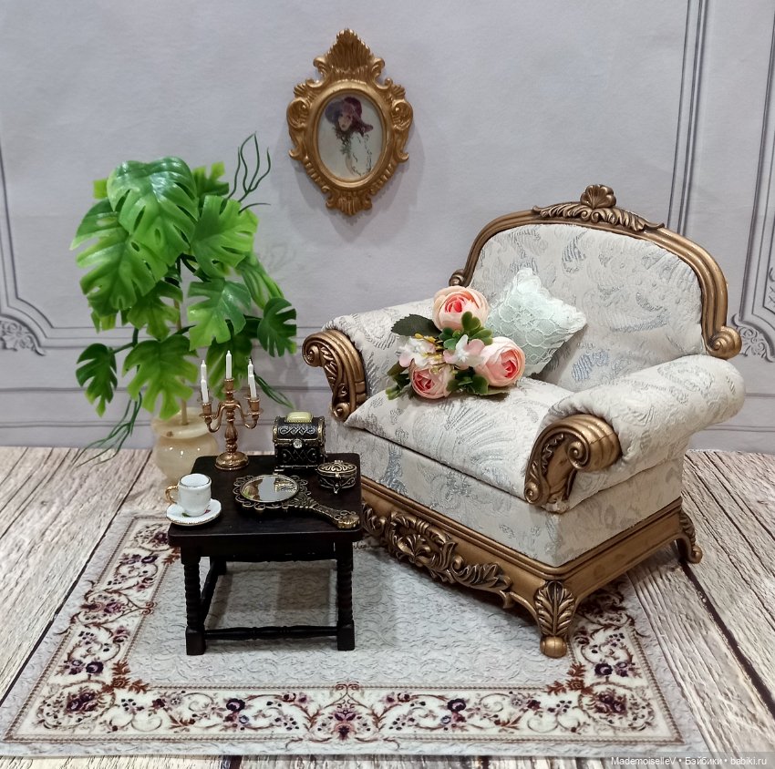 Зеркальце, бронза — Миниатюра для кукол (фото 3)