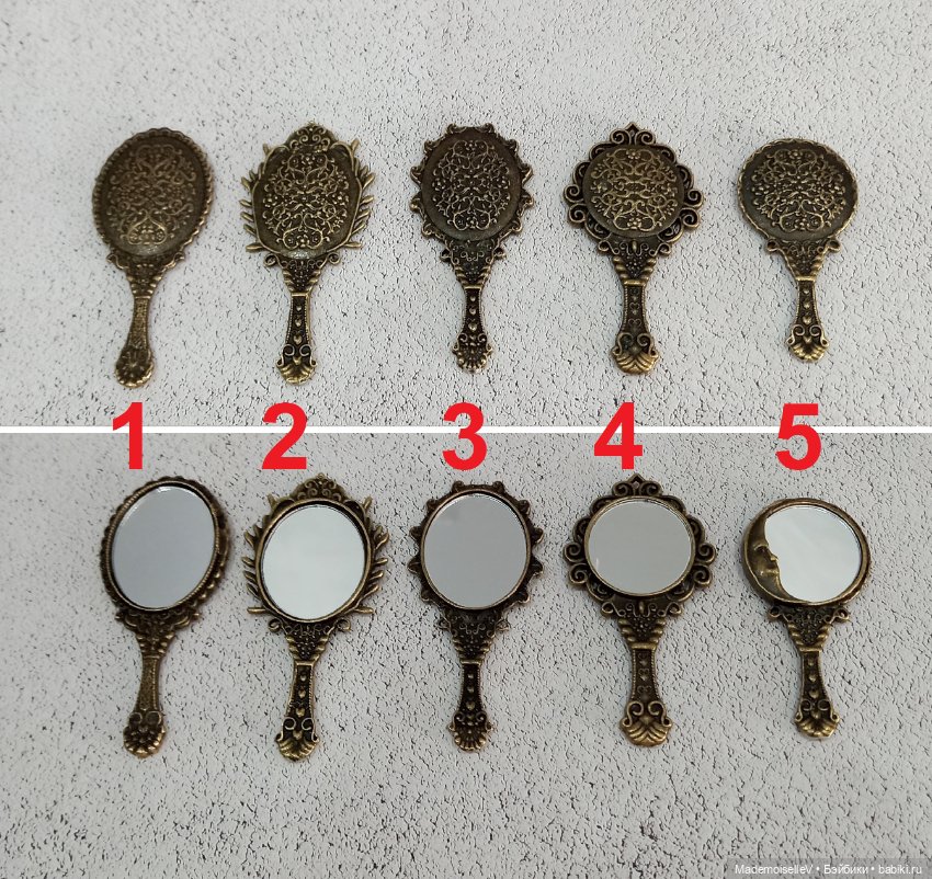Зеркальце, бронза — Миниатюра для кукол (фото 2)