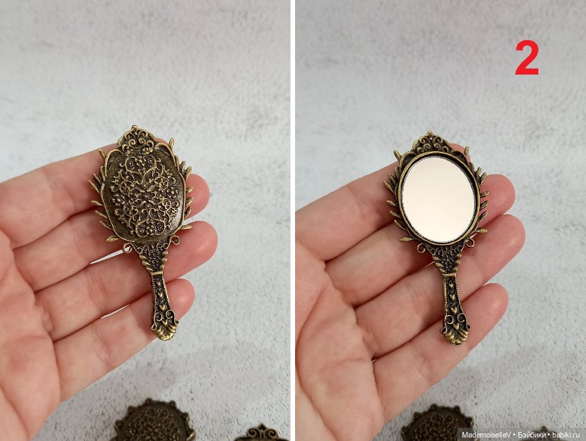 Зеркальце, бронза — Миниатюра для кукол (фото 7)