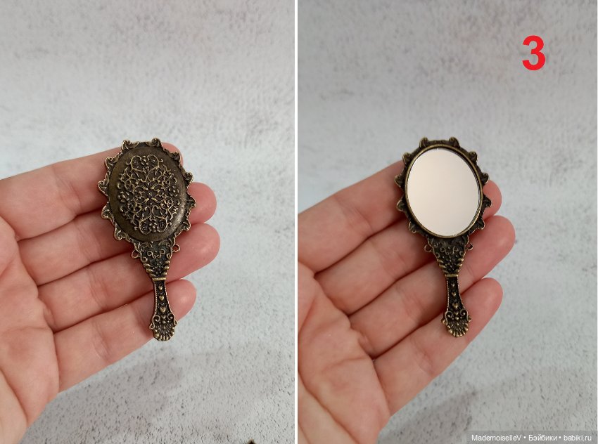 Зеркальце, бронза — Миниатюра для кукол (фото 10)