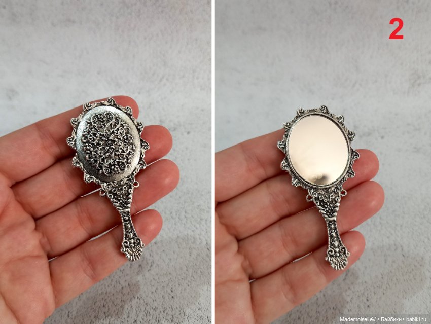 Зеркальце, серебро — Миниатюра для кукол (фото 8)