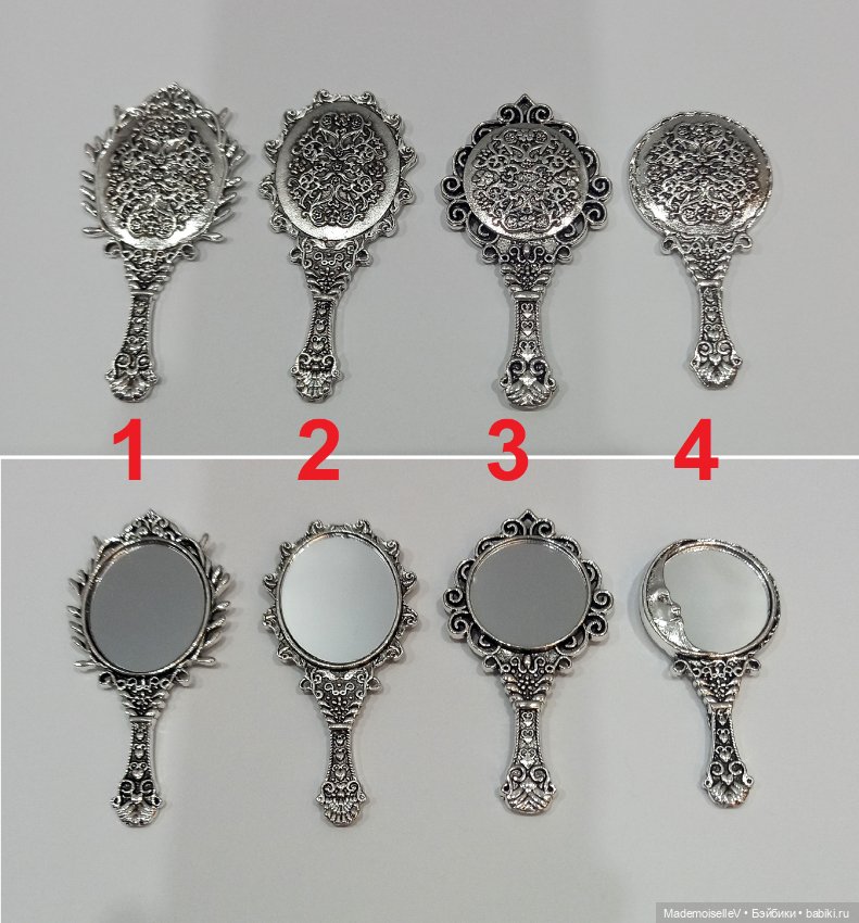 Зеркальце, серебро — Миниатюра для кукол (фото 2)