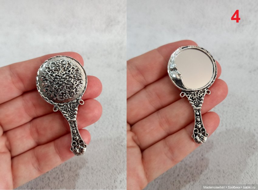 Зеркальце, серебро — Миниатюра для кукол