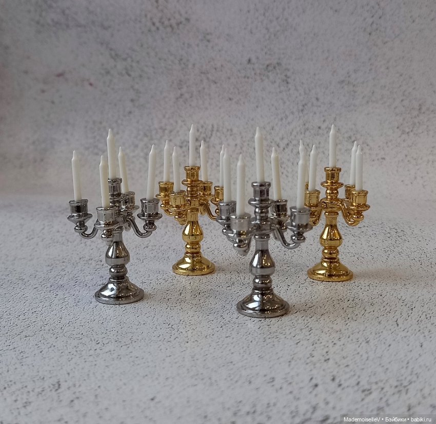 Подсвечники пятирожковые — Миниатюра для кукол