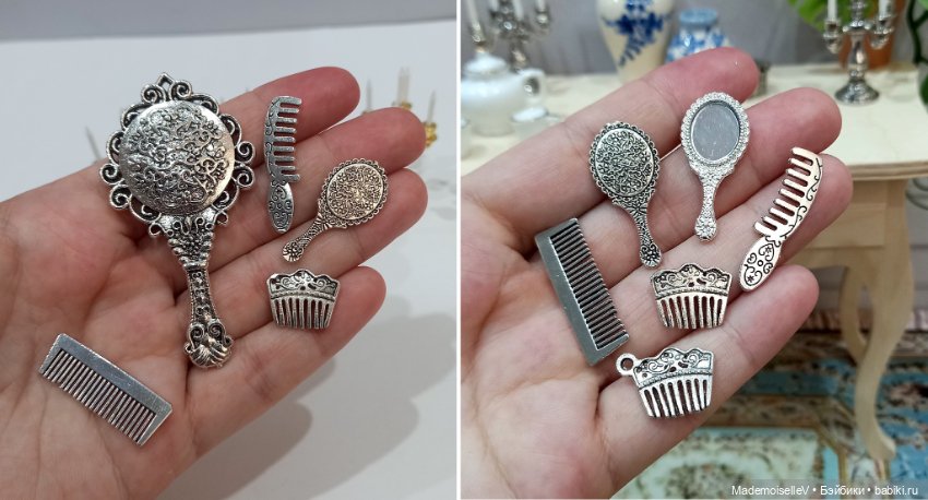 Мини зеркала ручные, металл (фото 3)