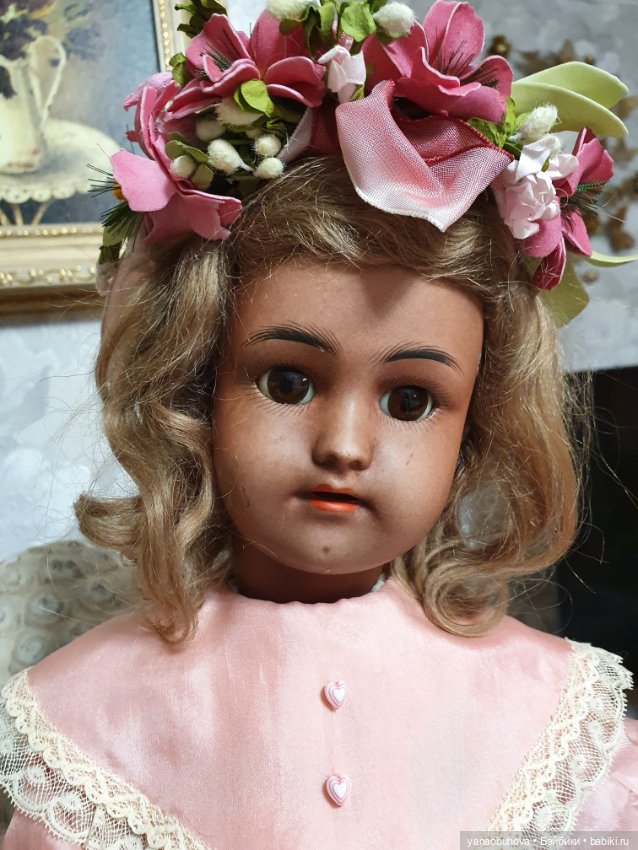 Антикварная кукла мулатка Симон Хальбиг, 44 см