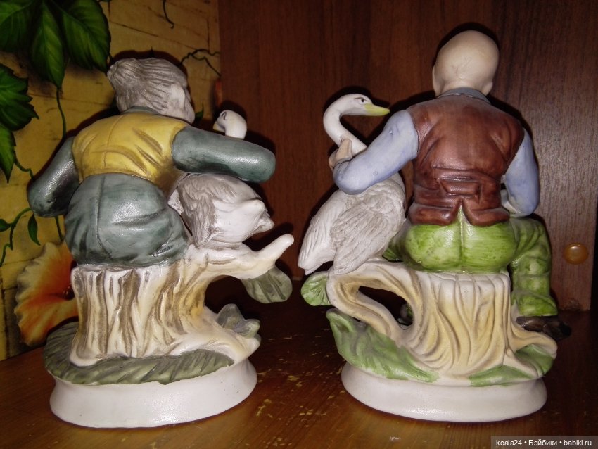 Статуэтки, пара. Бисквит. Дед и бабка с гусями (фото 4)