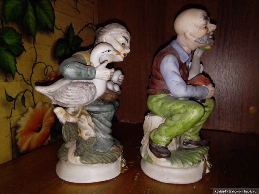 Статуэтки, пара. Бисквит. Дед и бабка с гусями (фото 3)