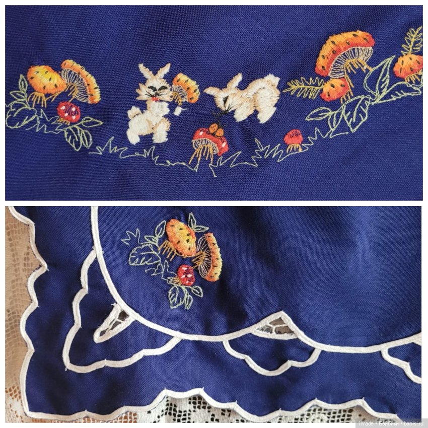 Красивая винтажная скатерть с вышивкой, Германия, 148×125см (фото 7)