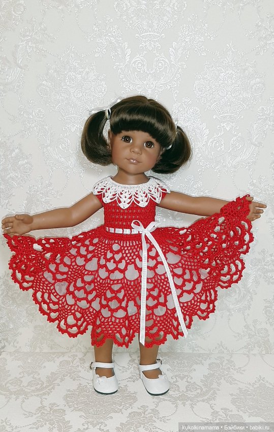 Ажурное платье со съёмным воротничком для кукол Gotz 42-50 см (фото 5)
