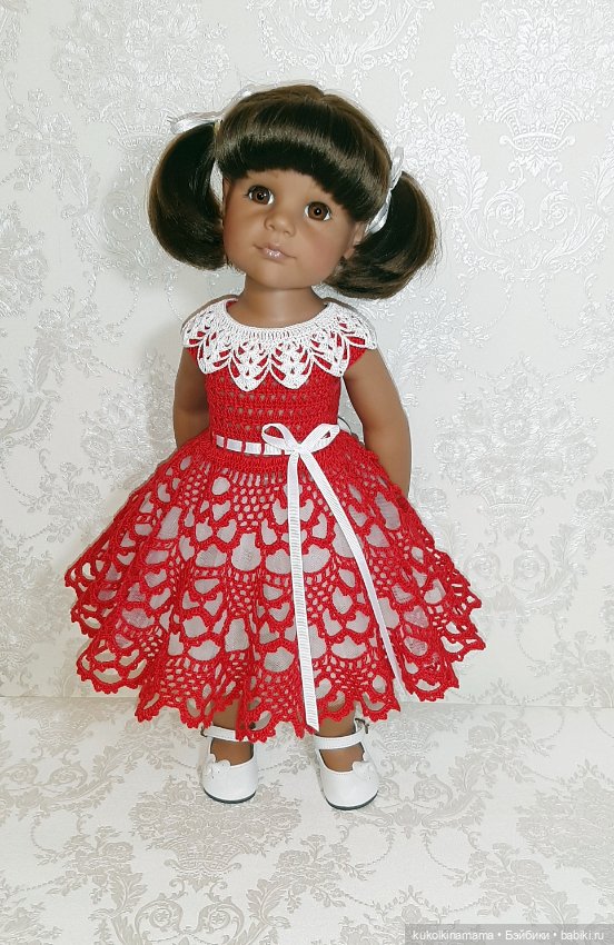 Ажурное платье со съёмным воротничком для кукол Gotz 42-50 см (фото 4)