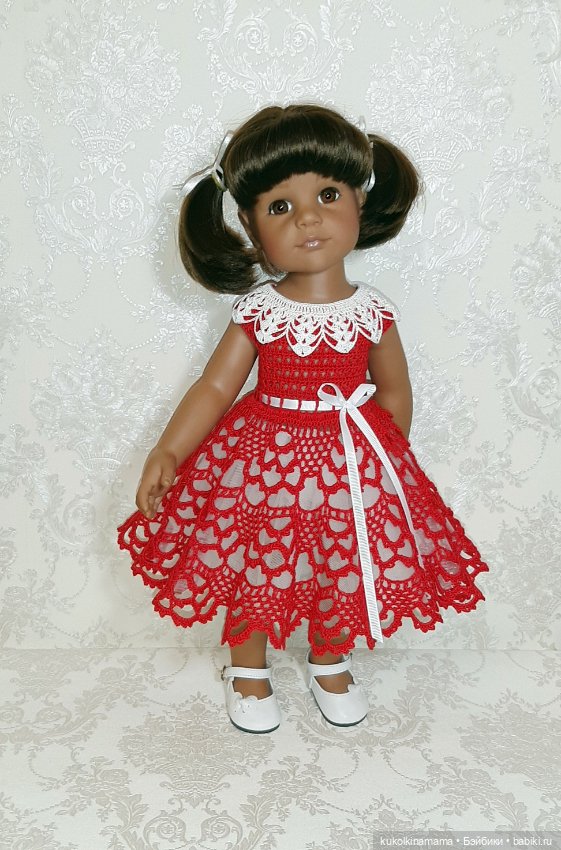 Ажурное платье со съёмным воротничком для кукол Gotz 42-50 см (фото 3)