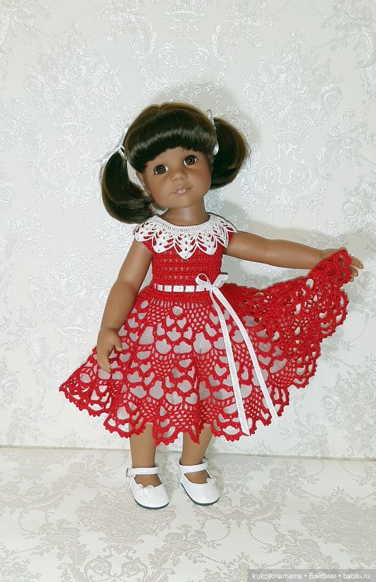 Ажурное платье со съёмным воротничком для кукол Gotz 42-50 см (фото 2)