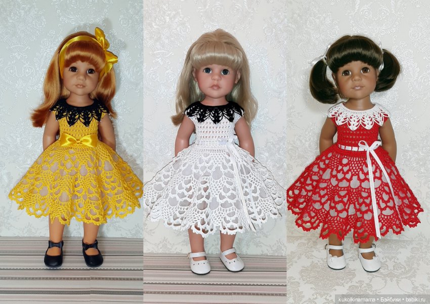 Ажурное платье со съёмным воротничком для кукол Gotz 42-50 см (фото 6)