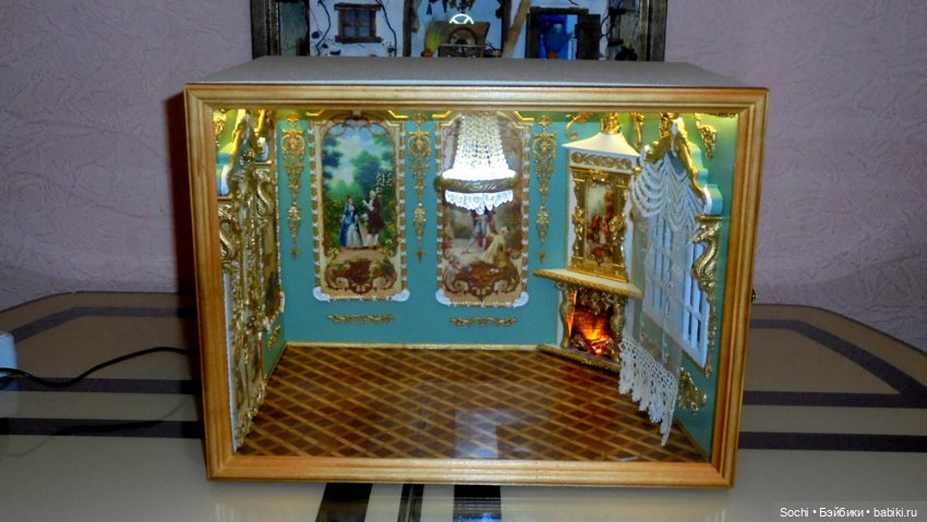 Гостинная с освещением для масштаба 1:12