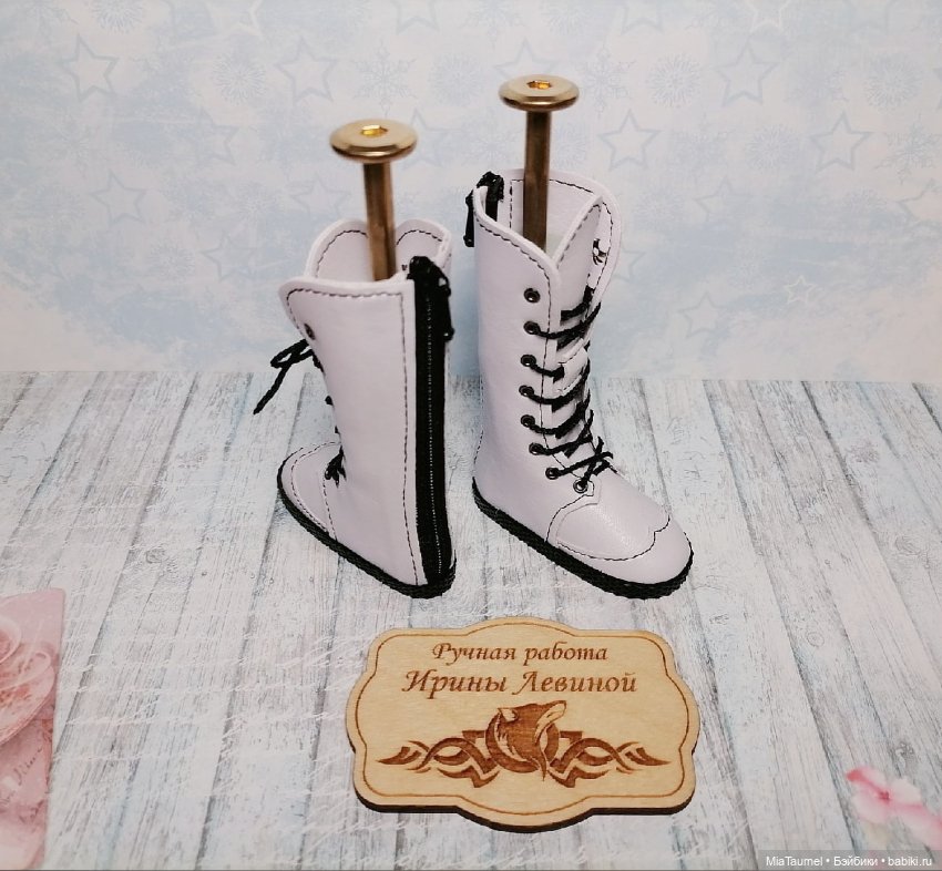 Высокие сапоги белые для BJD 1/4 (Minifee A-line girl) (фото 3)