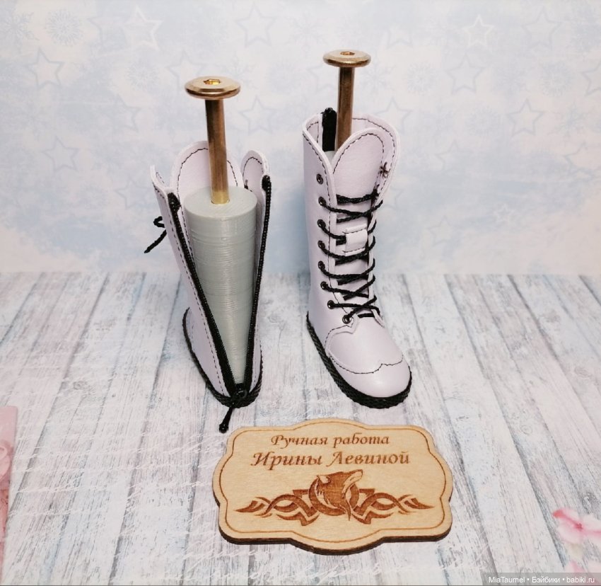 Высокие сапоги белые для BJD 1/4 (Minifee A-line girl) (фото 2)